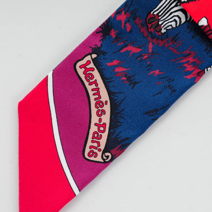 Hermes Silk Les Zebres Twilly Rouge Bleu Noir 4 of 6
