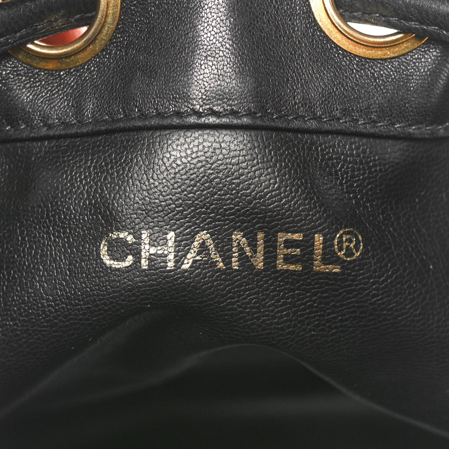 Lambskin CC Drawstring Shoulder Bag Black