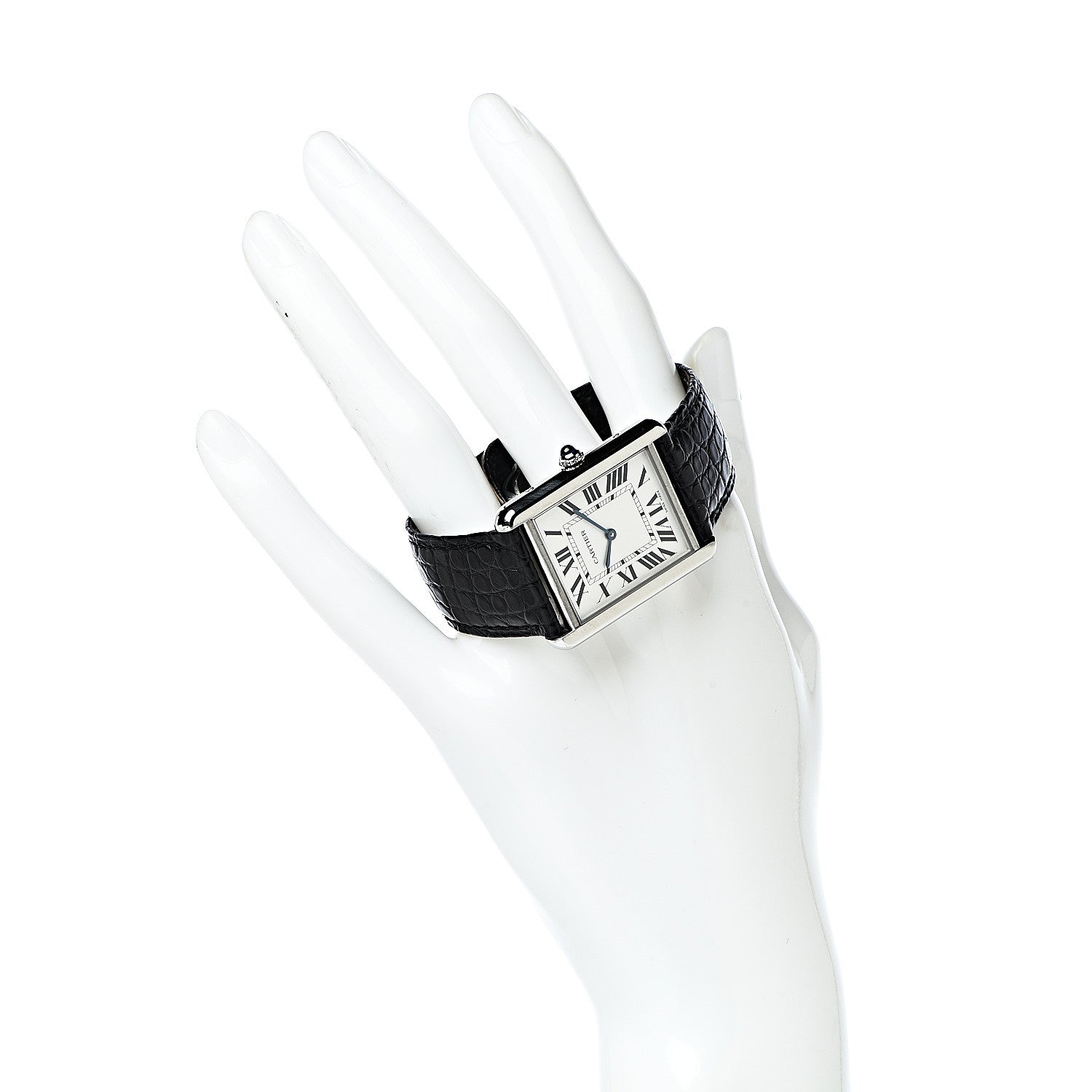 Cartier Stainless Steel Alligator 27mm Tank Solo Quartz Watch 2 of 11