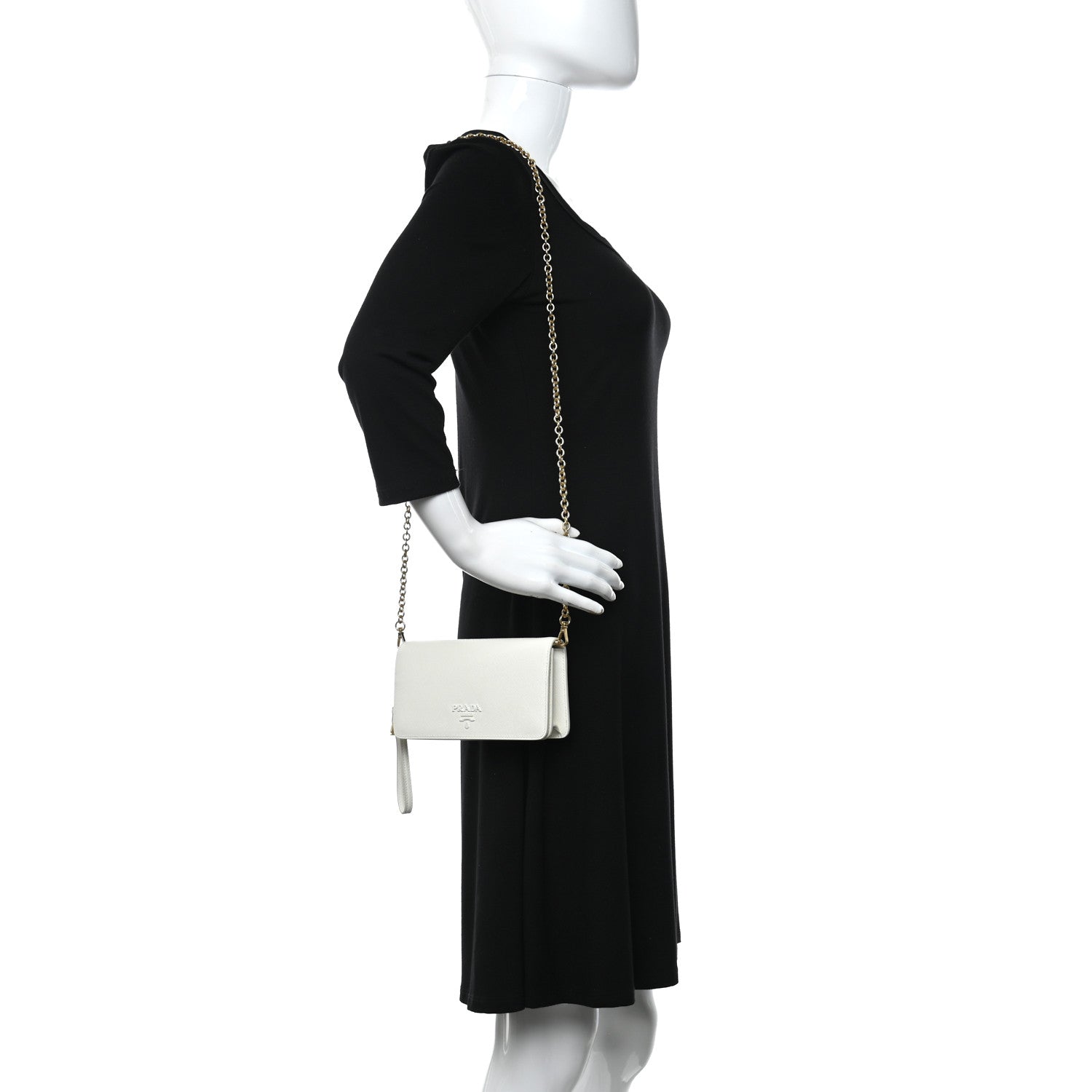 Prada Saffiano Shine Monochrome Mini Flap Crossbody Wristlet Bag Bianco 2 of 10