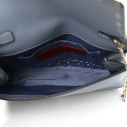 Valentino Garavani Vitello Small Rockstud Chain Flap Crossbody Bag Blue 4 of 14