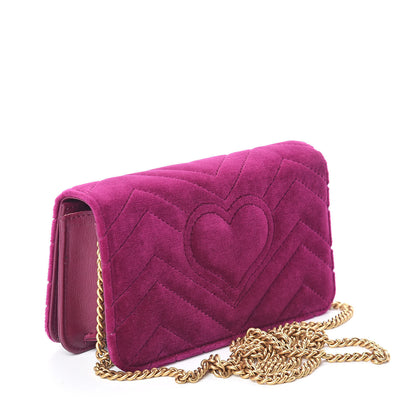 Gucci Velvet Matelasse GG Marmont Mini Bag Fuchsia Violet Cyclamen 3 of 8