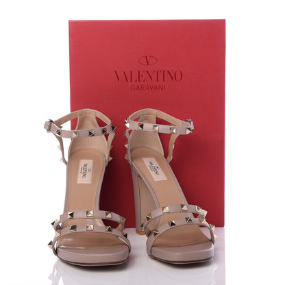 Valentino Garavani Pebbled Calfskin Rockstud Cross Strap 05/105mm Sandals 40 Poudre 9 of 9