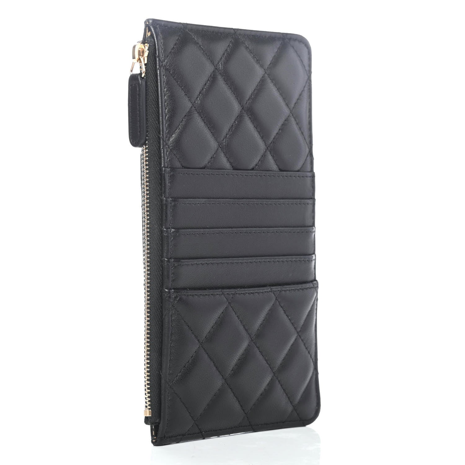 Chanel Lambskin Quilted Egyptian Amulet Classic Flat Wallet Pouch Black 2 of 4