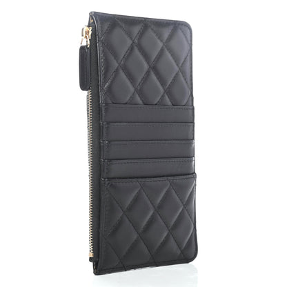 Chanel Lambskin Quilted Egyptian Amulet Classic Flat Wallet Pouch Black 2 of 4