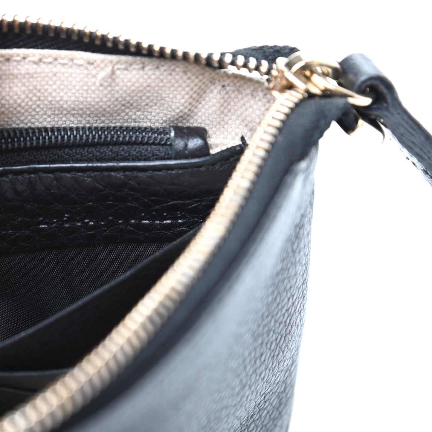Pebbled Calfskin Soho Wristlet Black
