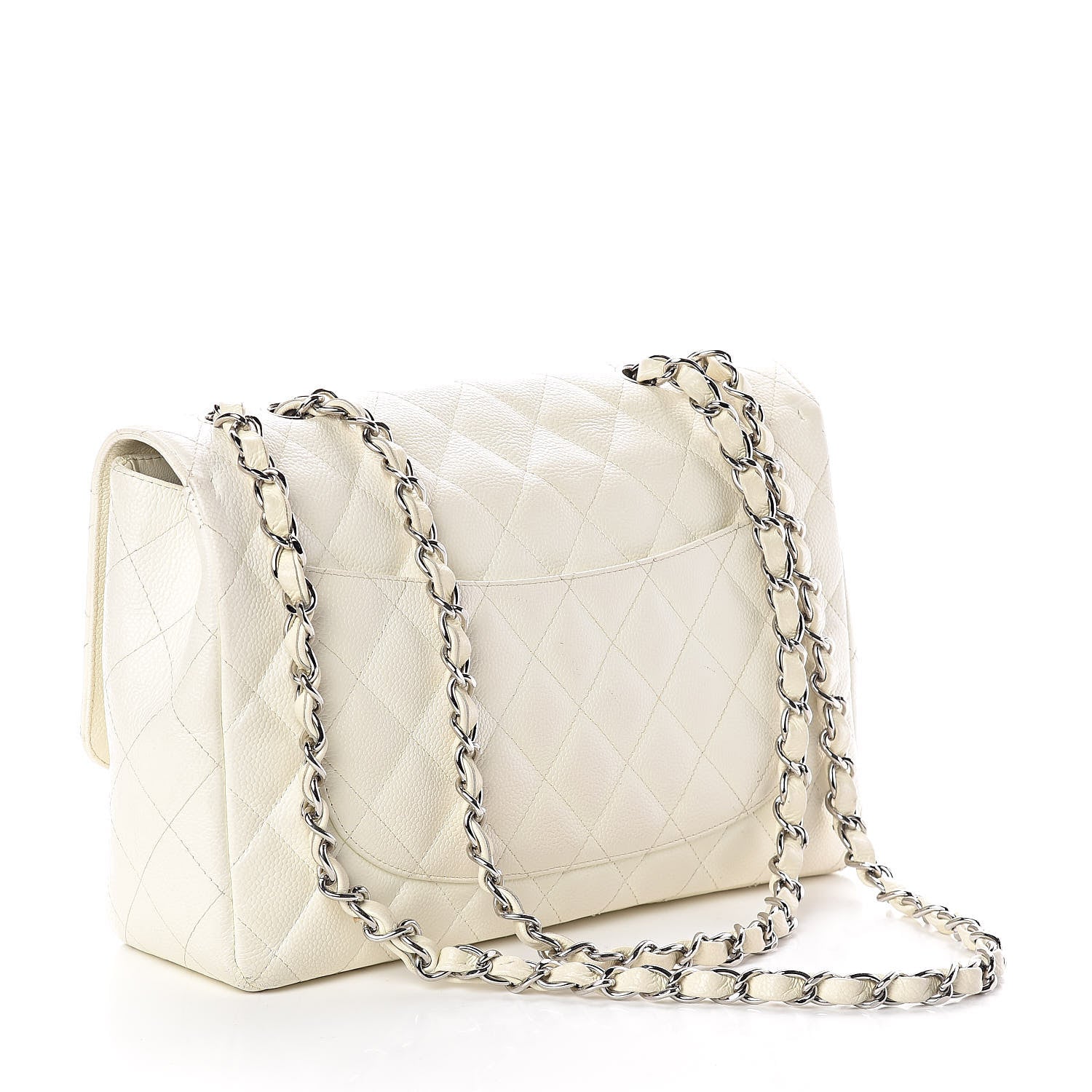 Chanel Caviar Quilted Jumbo Single Flap White 4 of 13