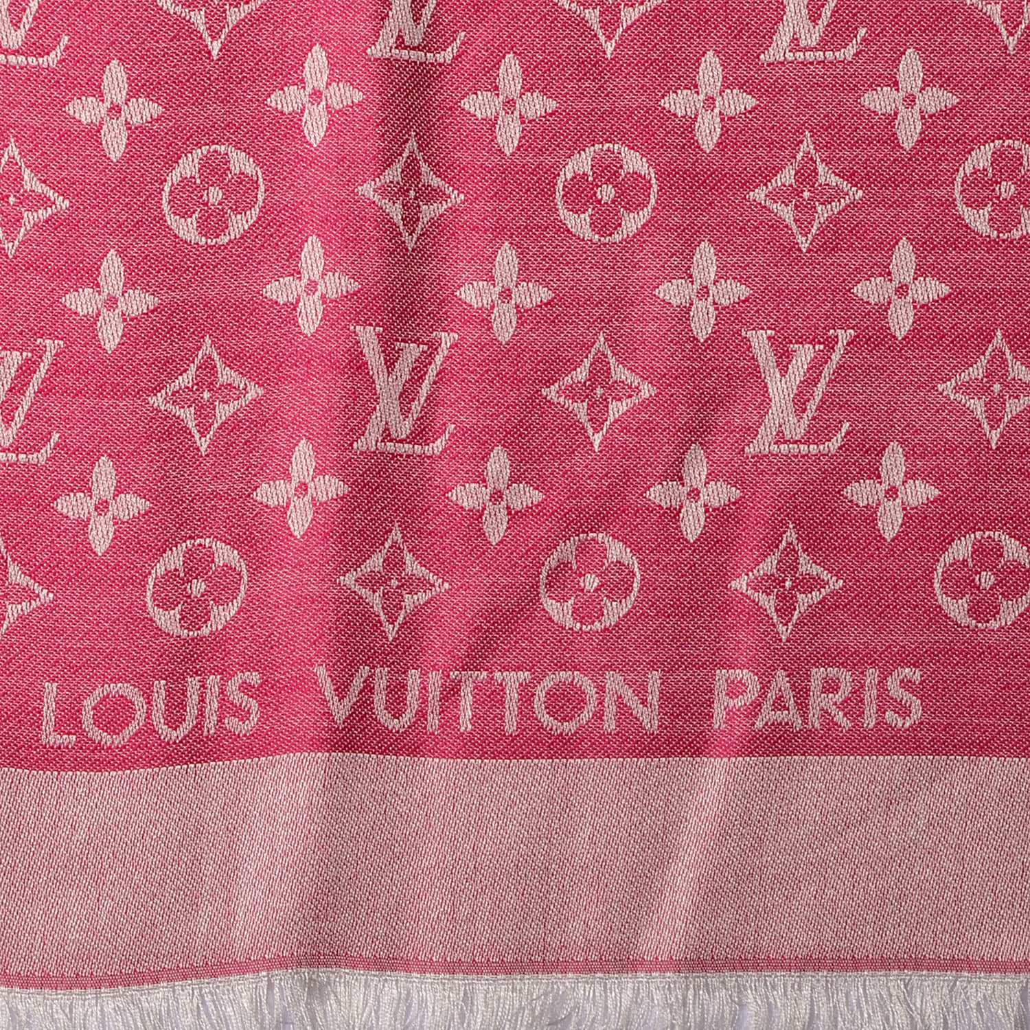 Louis Vuitton Wool Silk Monogram Denim Shawl Pivoine 4 of 5