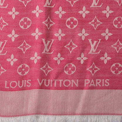 Louis Vuitton Wool Silk Monogram Denim Shawl Pivoine 4 of 5