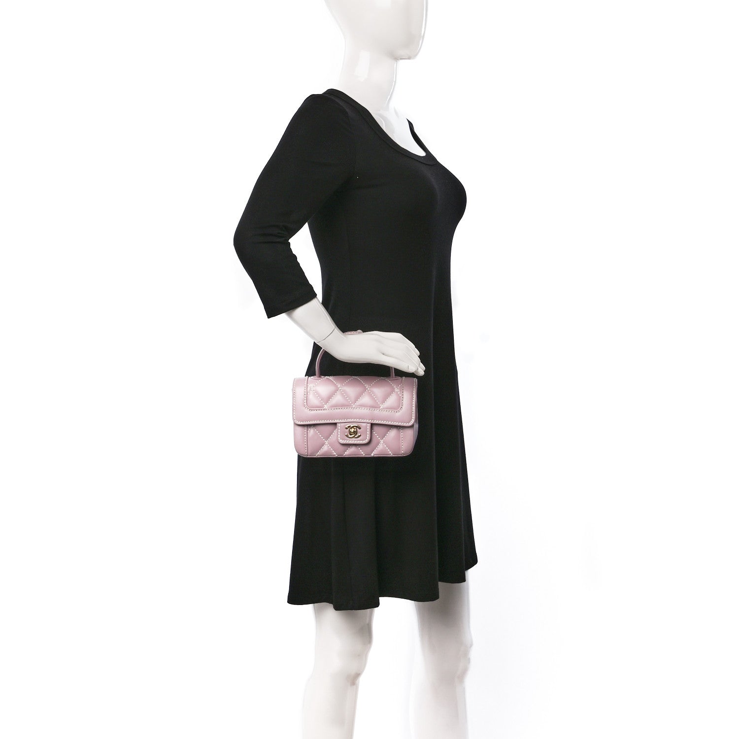 Chanel Calfskin Quilted Wild Stitch Mini Flap Light Purple 2 of 10