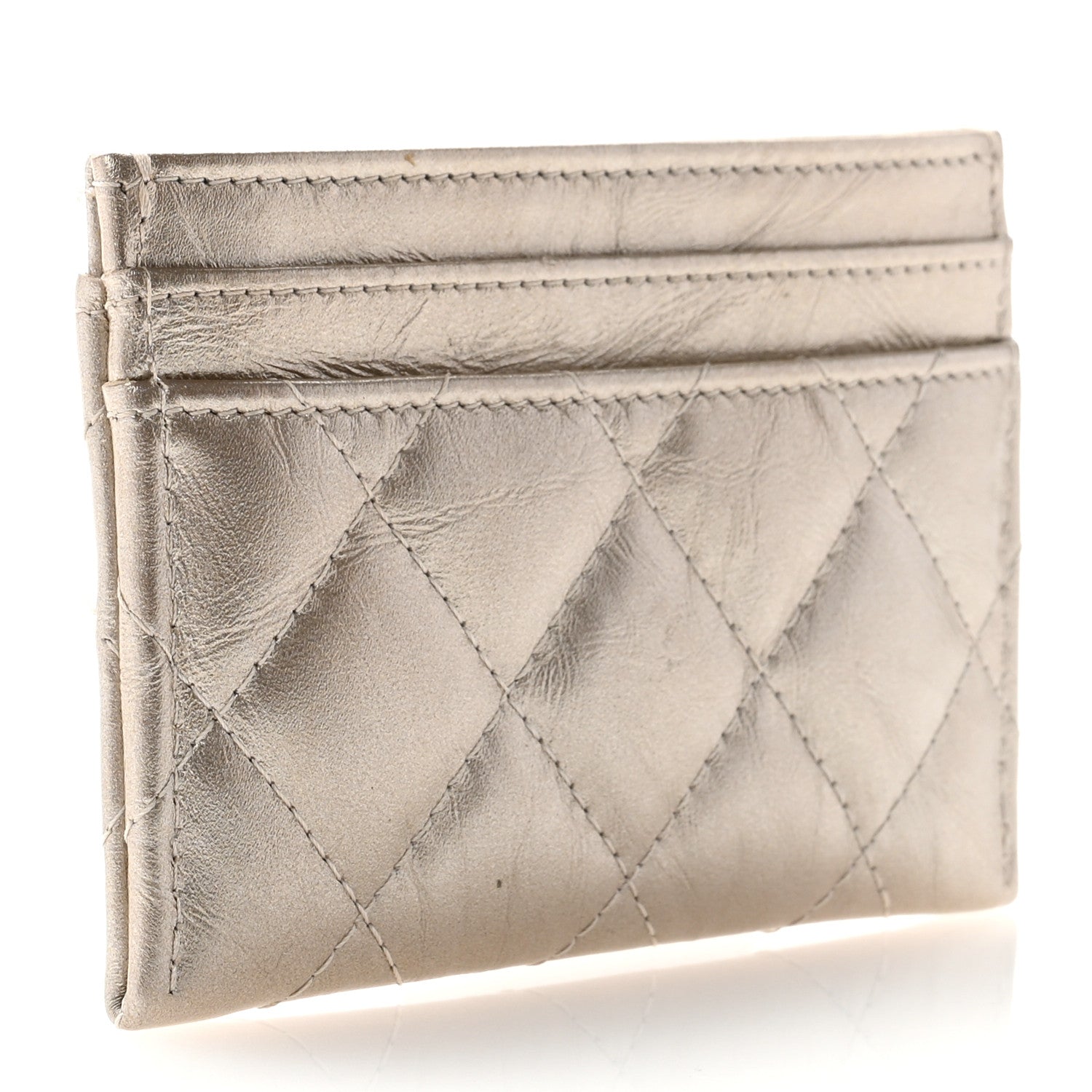 Chanel Metallic Aged Calfskin Quilted Reissue Card Holder Light Gold 3 of 9
