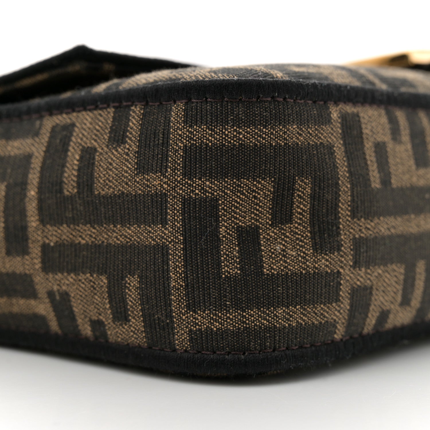 Fendi Fabric Jacquard FF 1974 Medium Baguette Tobacco Moro Black 9 of 11