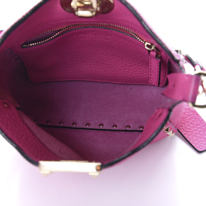Valentino Garavani Pebbled Calfskin Mini Rockstud Flip-Lock Messenger Bag Pink Orchid 5 of 9