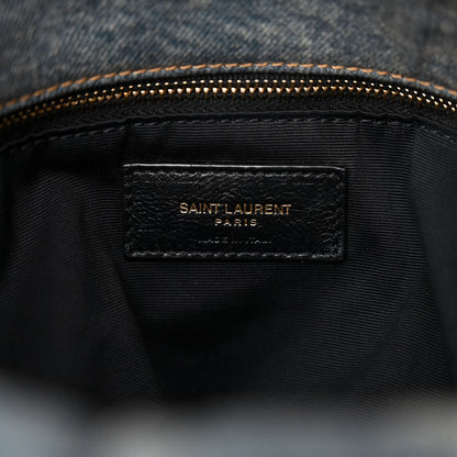 Saint Laurent Denim Quilted Medium Loulou Puffer Monogram Chain Satchel Blue Cinnamon 6 of 10