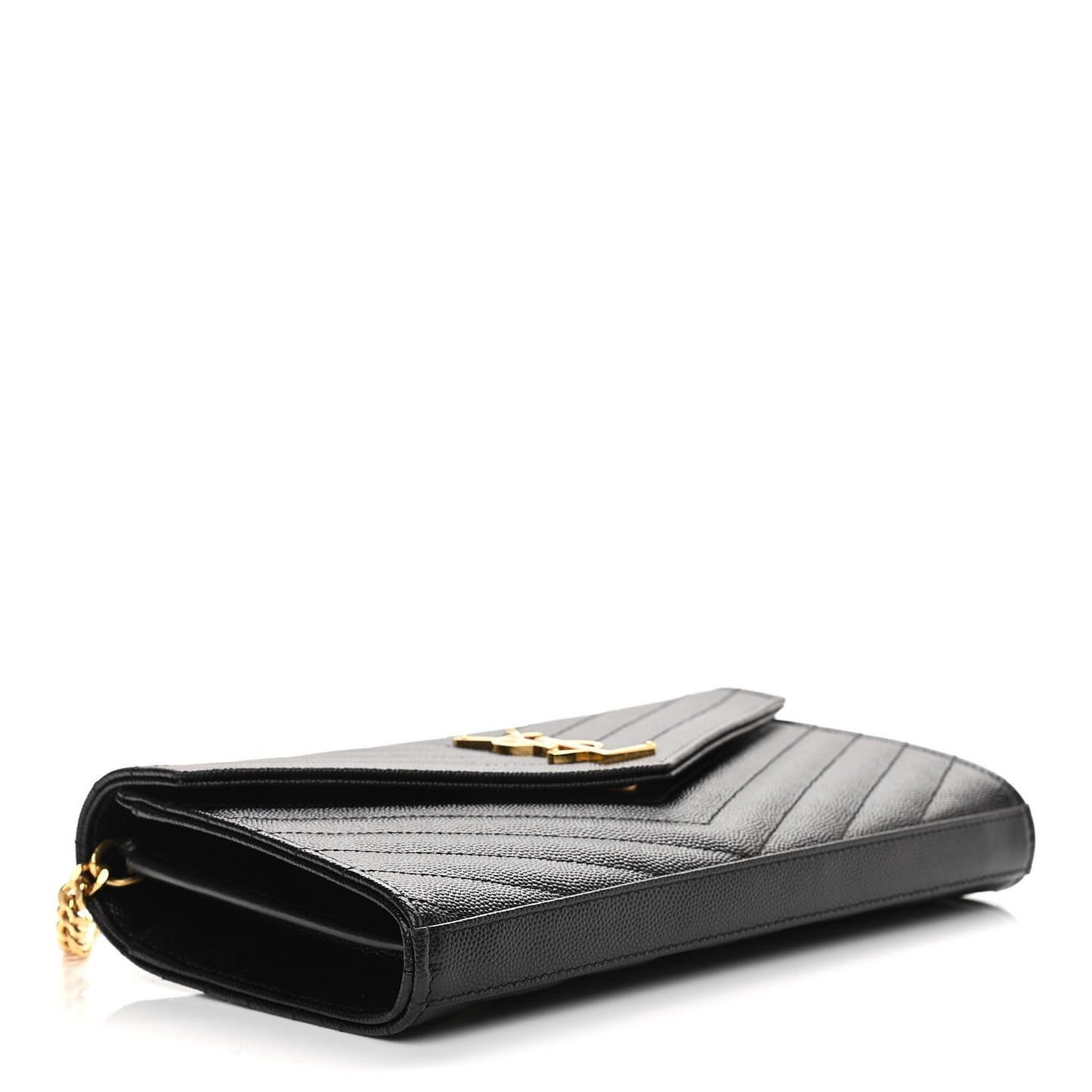 Grain De Poudre Matelasse Chevron Monogram Chain Wallet Black