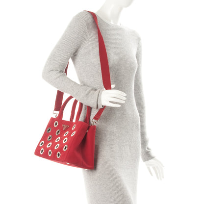 Prada Canvas Grommet Canapa Tote Rosso 2 of 8