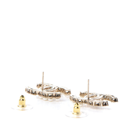 Chanel Crystal Pearl CC Dazzling Domino Earrings Gold 3 of 5