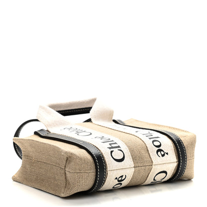 Chloe Cotton Calfskin Mini Woody Ribbon Tote White Blue 3 of 9