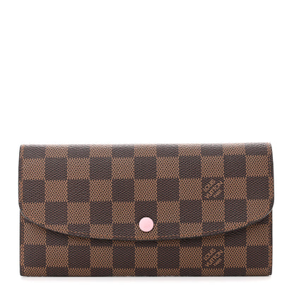 Louis Vuitton Damier Ebene Emilie Wallet Rose Ballerine 1 of 10