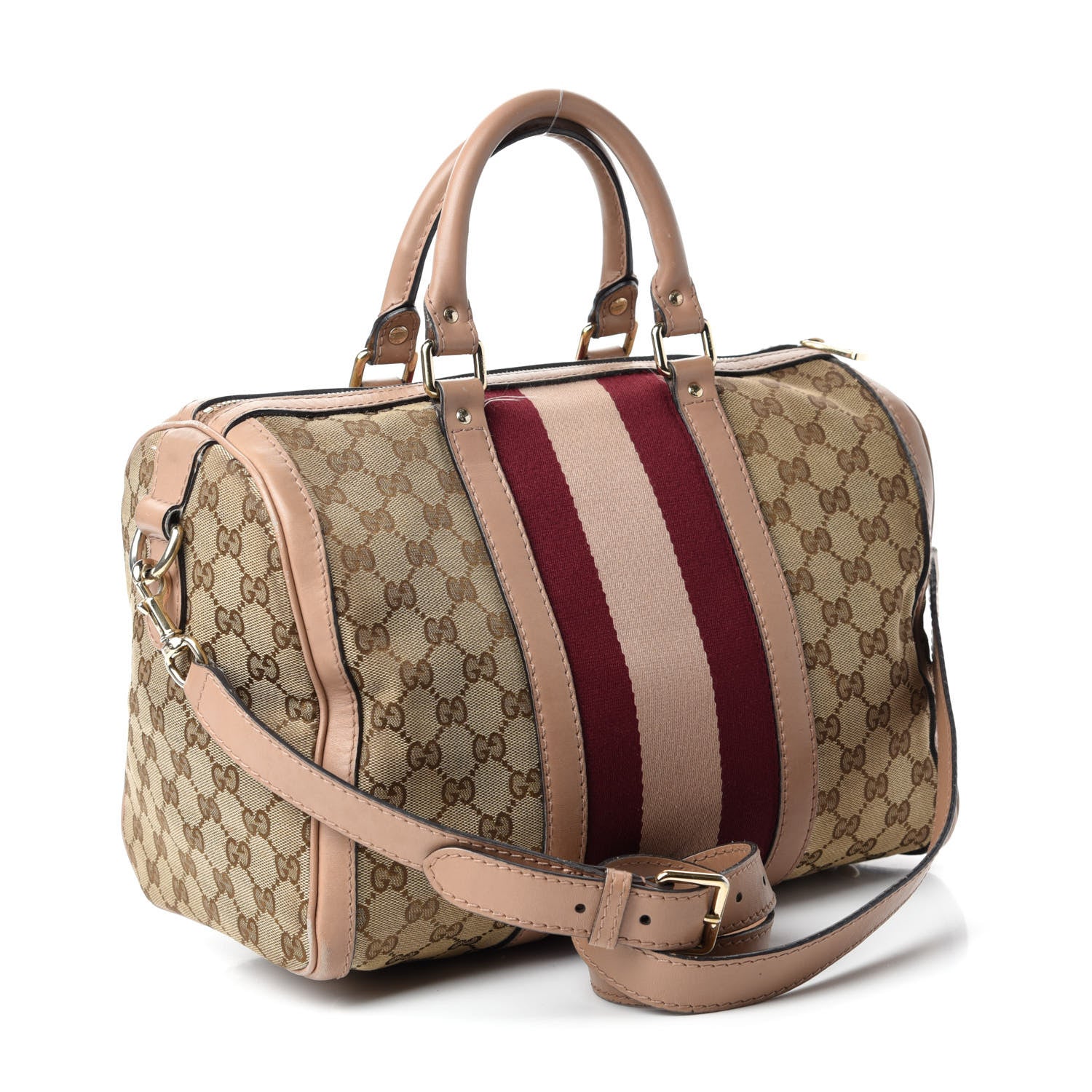 Gucci Monogram Vintage Web Medium Boston Pink 3 of 22