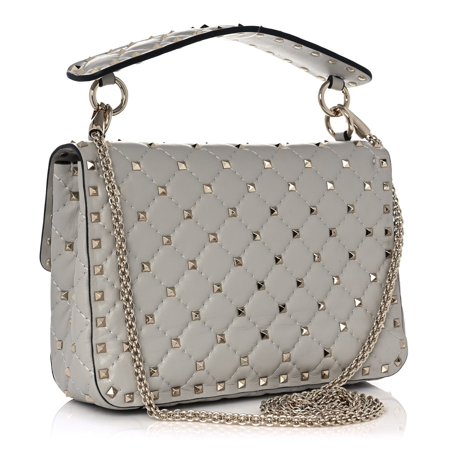 Valentino Garavani Nappa Medium Rockstud Spike Shoulder Bag Opal Grey 3 of 10
