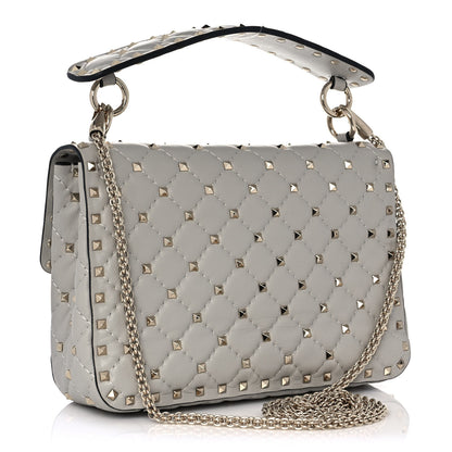 Valentino Garavani Nappa Medium Rockstud Spike Shoulder Bag Opal Grey 3 of 10