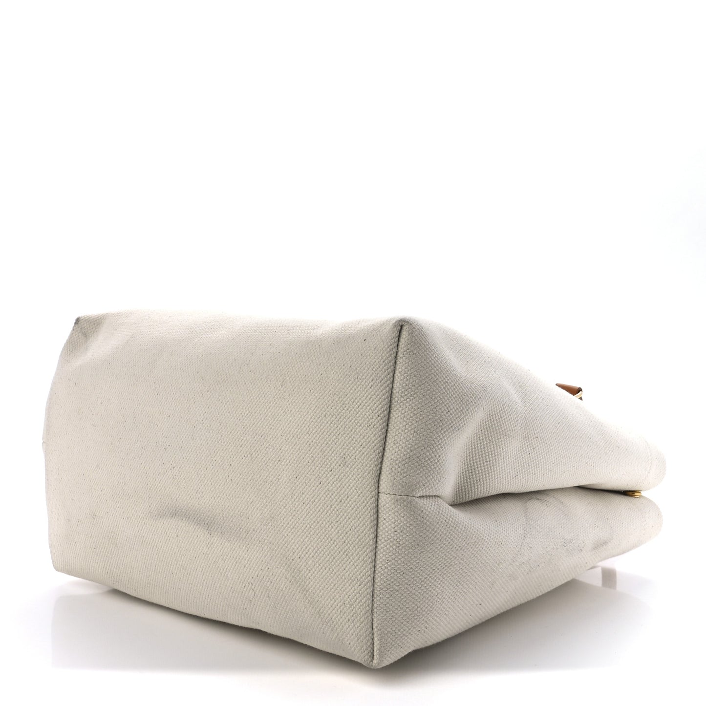 Canvas Calfskin Horizontal Cabas Natural Tan