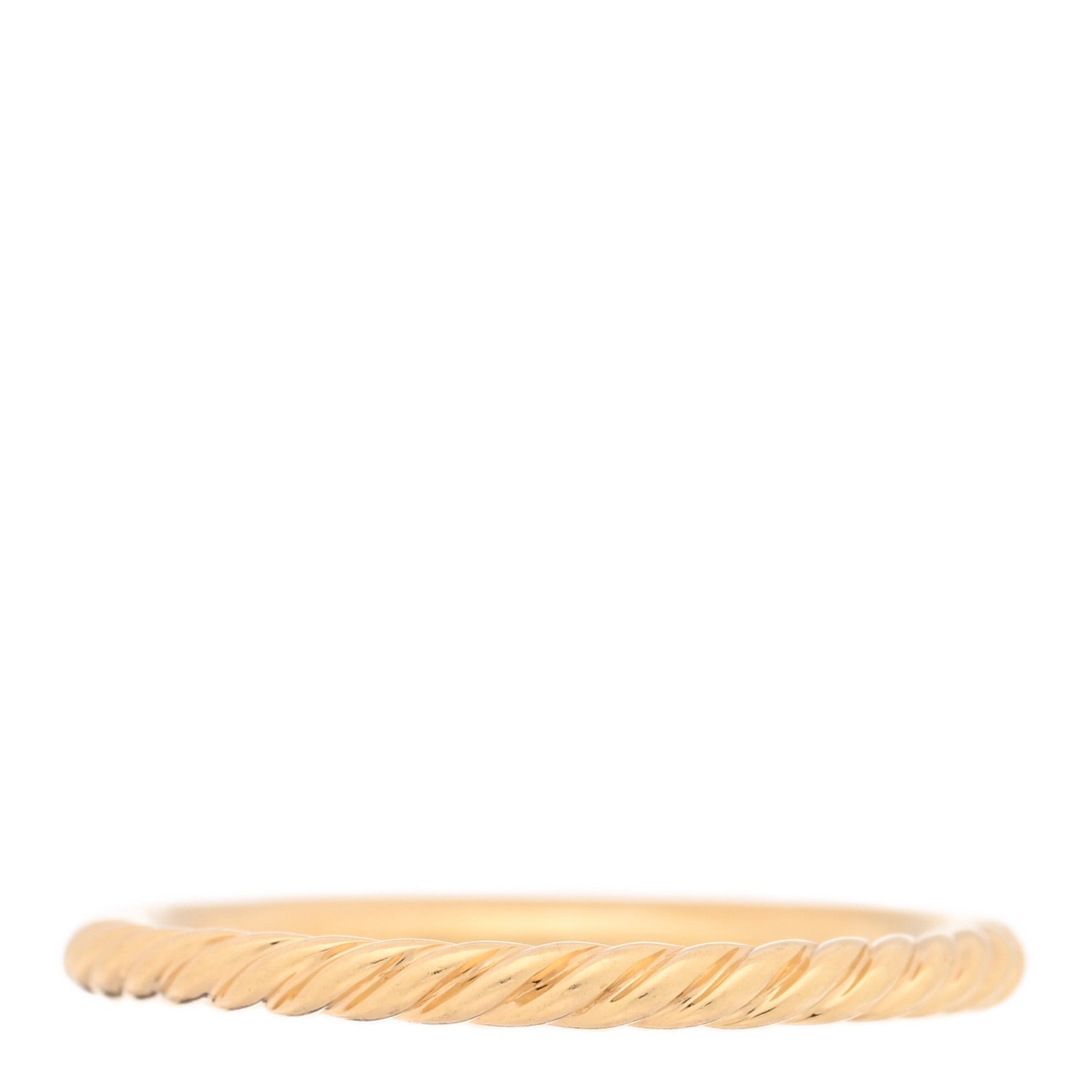 David Yurman 18K Yellow Gold Diamond 2mm Cable Collectibles Band Ring 53 6.5 3 of 4