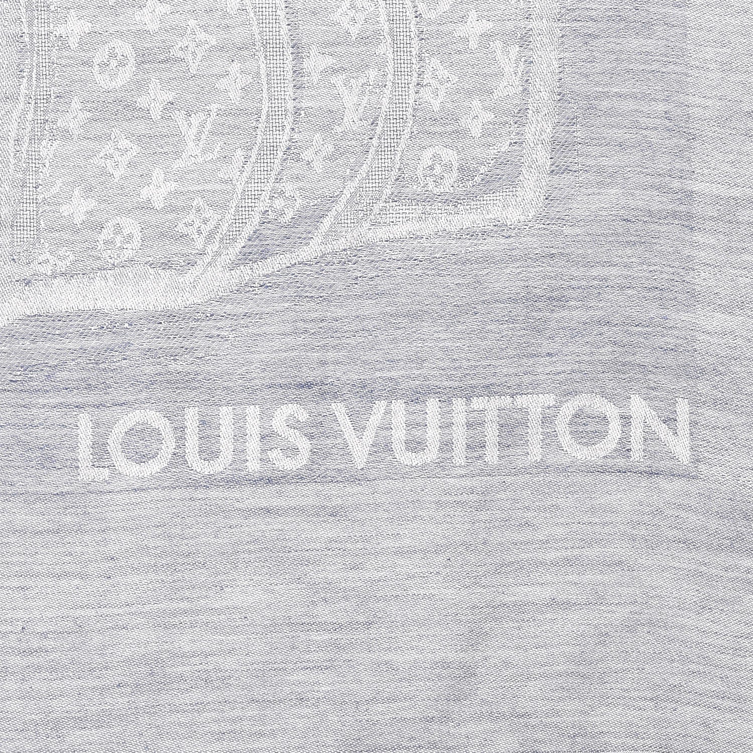 Louis Vuitton Cashmere Silk Steamer Shawl Blue 3 of 4
