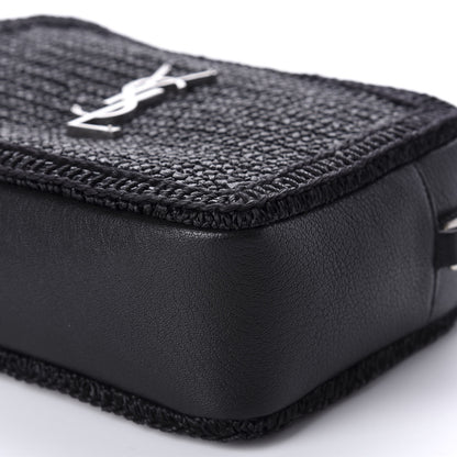 Saint Laurent Raffia Calfskin Monogram Lou Camera Bag Black 9 of 10