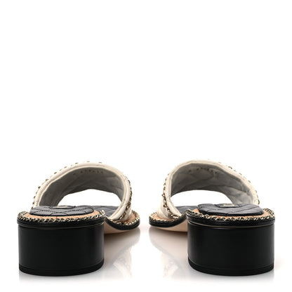 Chanel Lambskin Quilted Chain CC Sandals 39 White 6 of 10