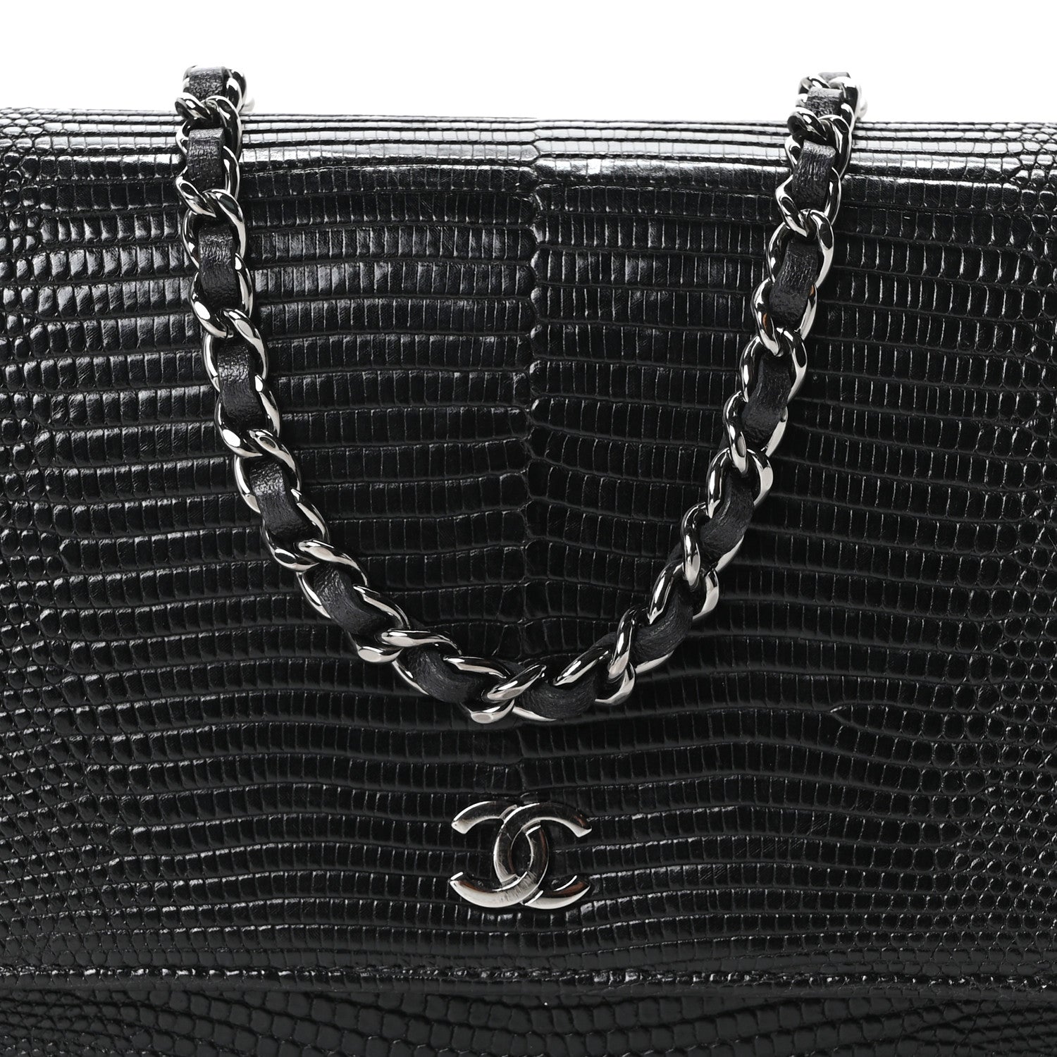 Chanel Lizard Wallet on Chain WOC Black 9 of 11