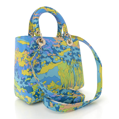 Christian Dior Calfskin Printed Woods All Over Medium Lady Dior Blue Multicolor 3 of 11