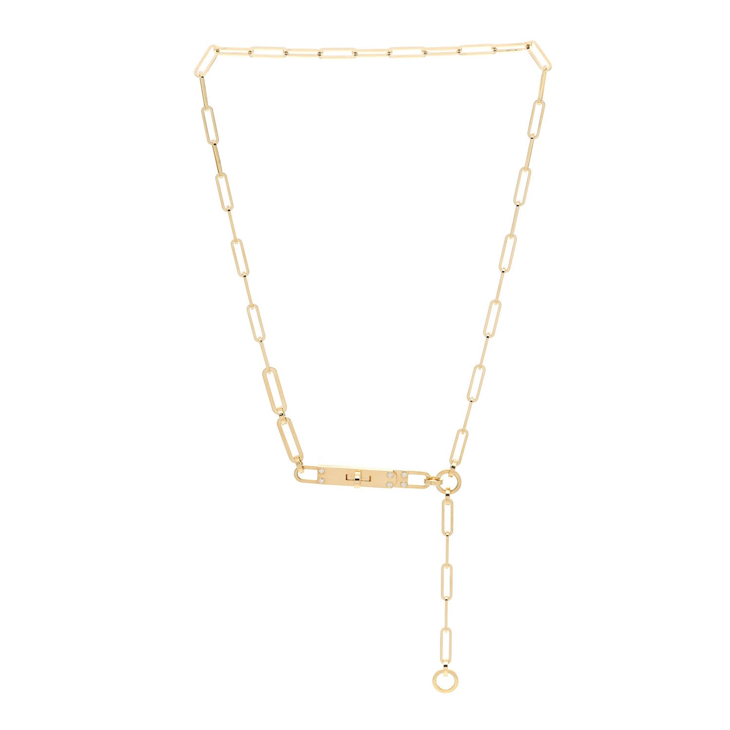 18K Yellow Gold Diamond PM Kelly Chaine Lariat Necklace ST