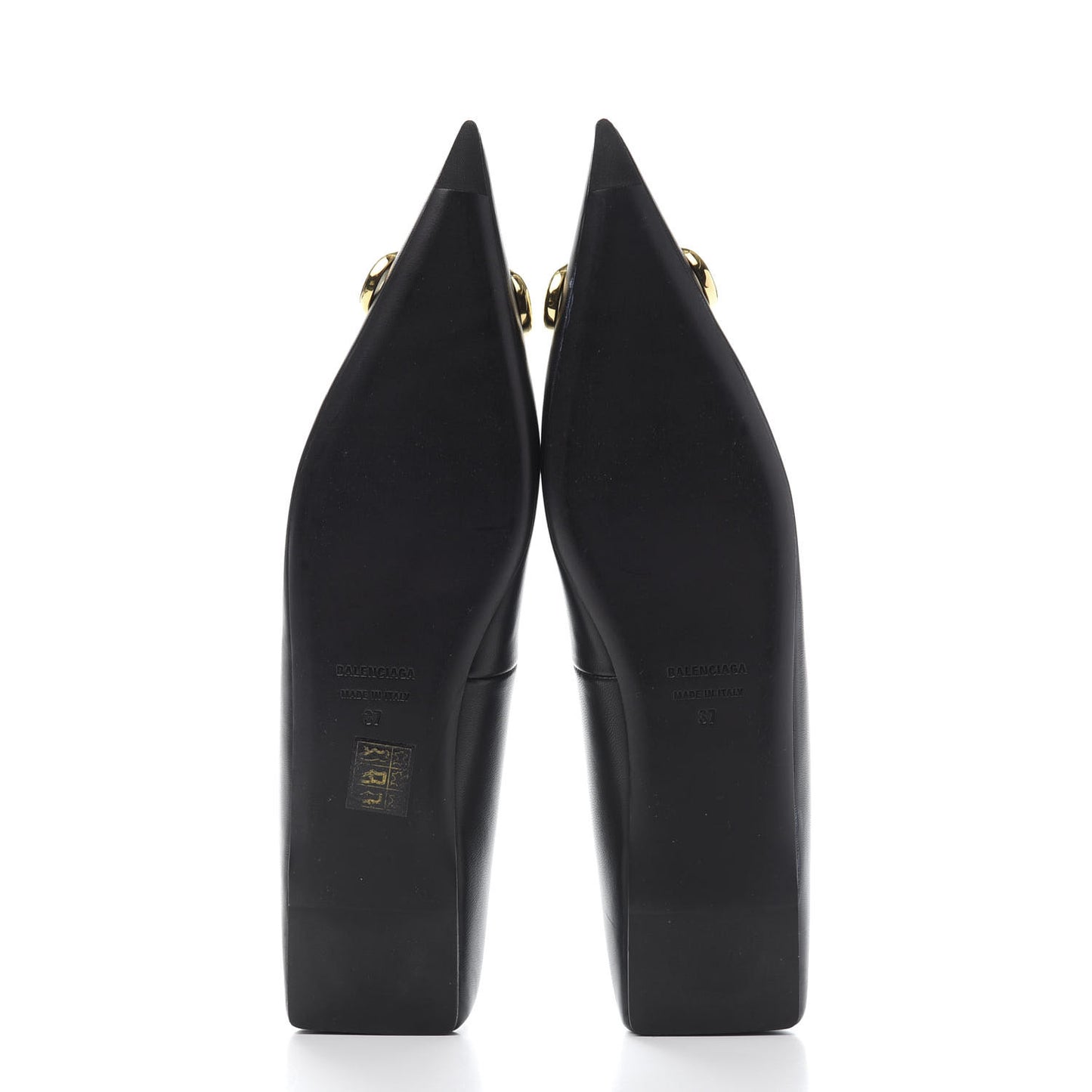 Calfskin BB Knife Pointy Toe Ballerina Flats 37 Black