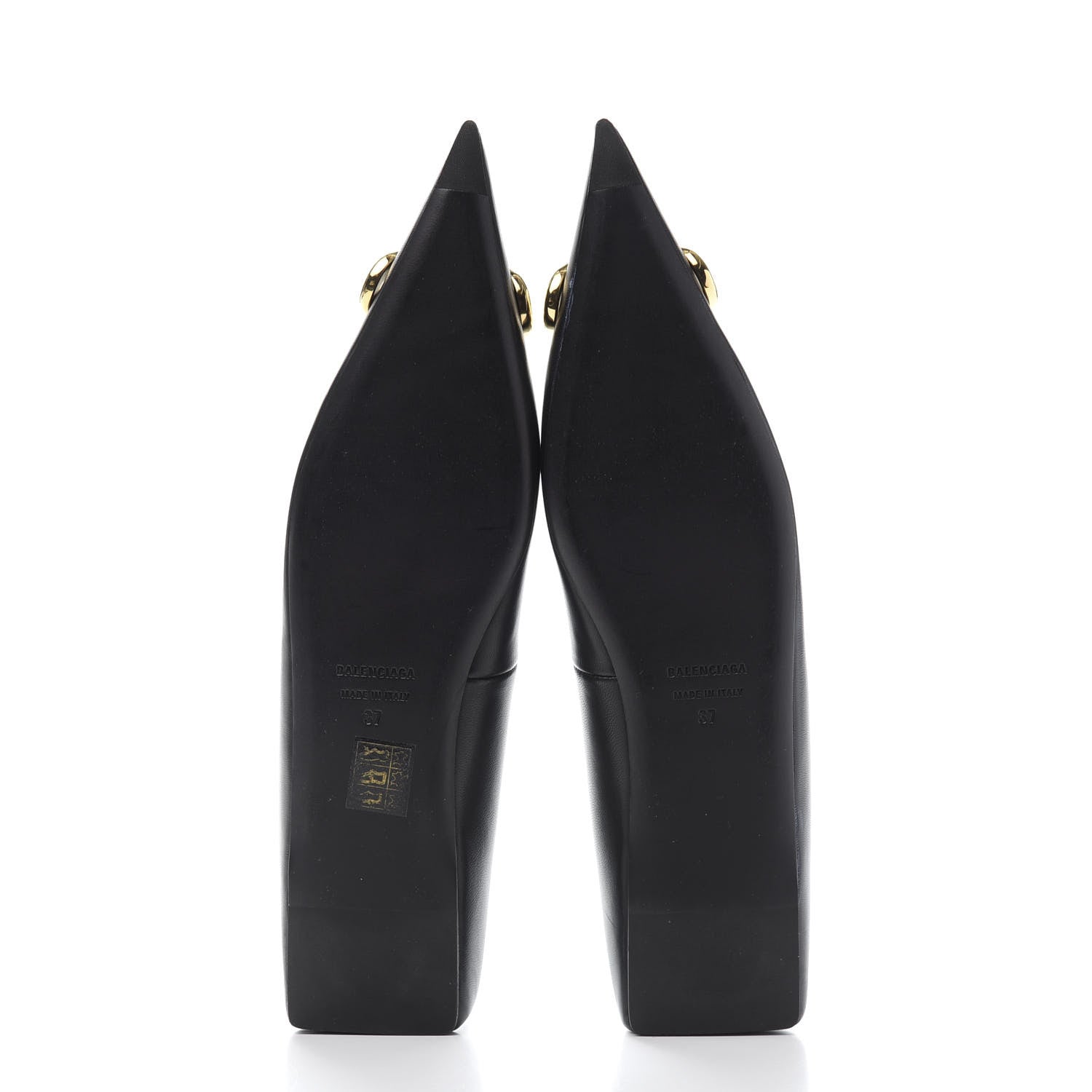 Balenciaga Calfskin BB Knife Pointy Toe Ballerina Flats 37 Black 6 of 10