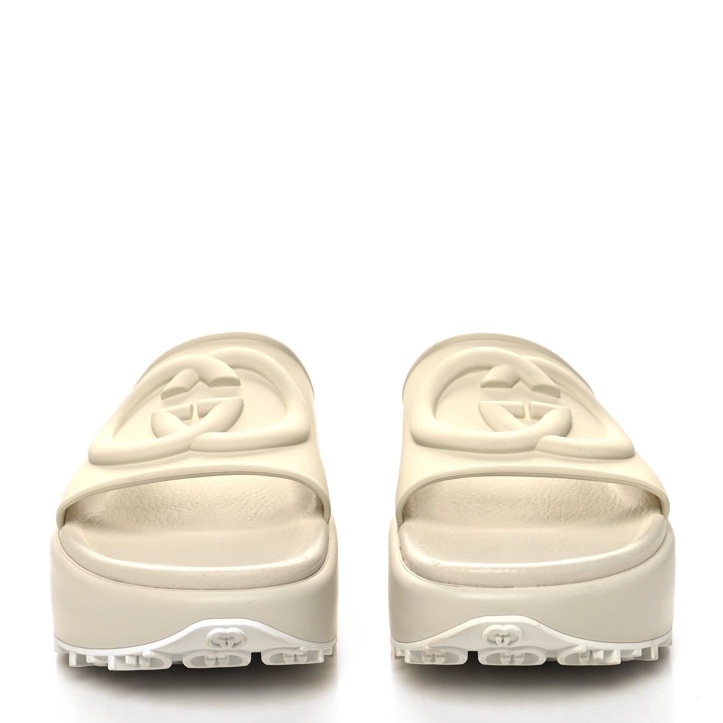 Soft Rubber Womens Interlocking G Platform 42mm Slide Sandals 38 Off White