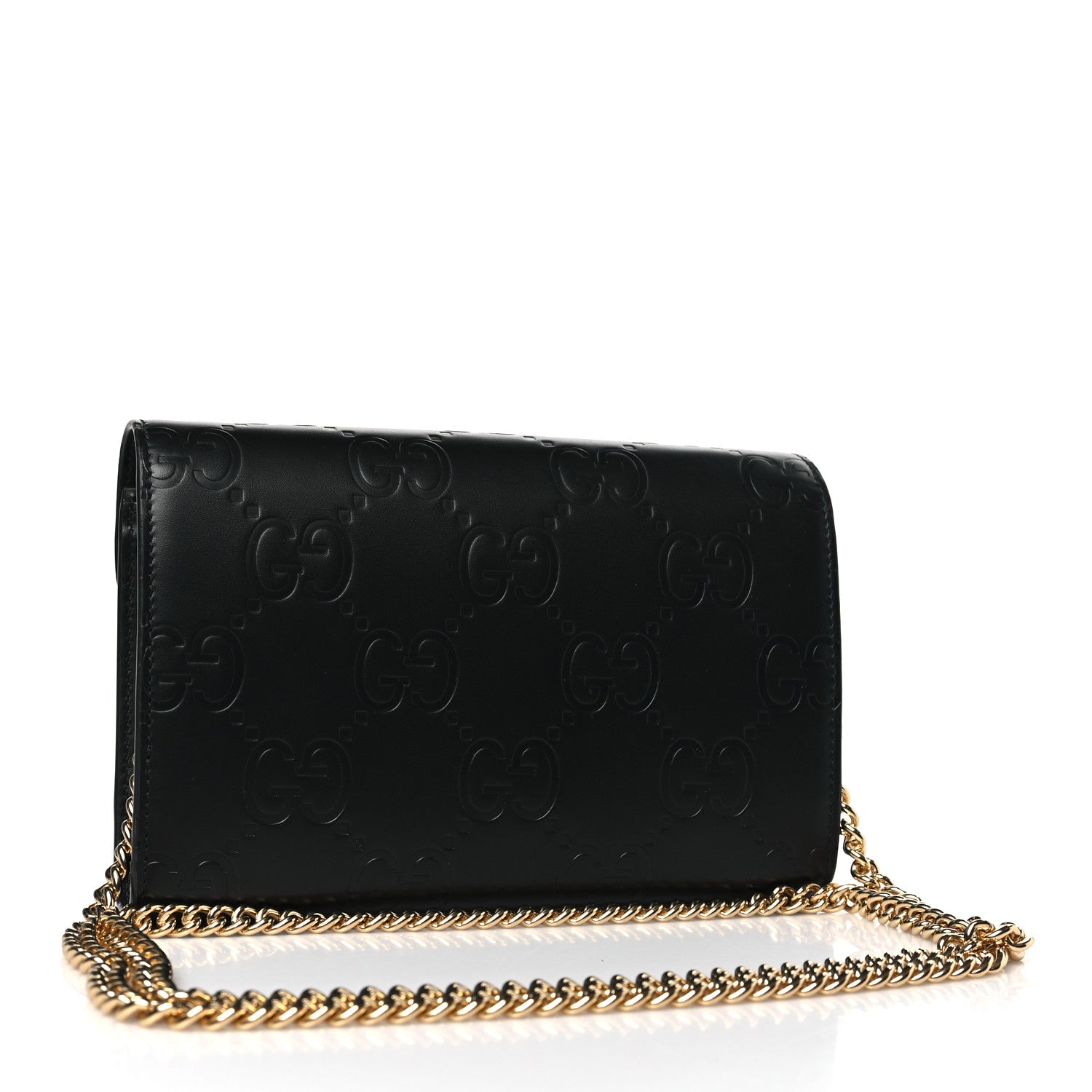 Gucci Calfskin GG Debossed Chain Wallet Black 3 of 8