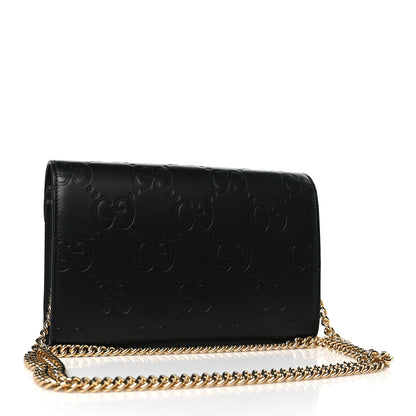 Gucci Calfskin GG Debossed Chain Wallet Black 3 of 8