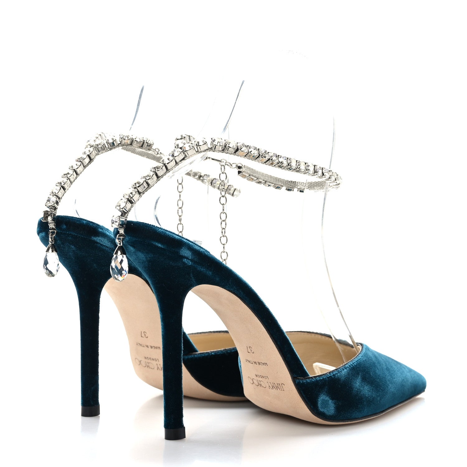 Jimmy Choo Velvet Crystal Saeda 100 Pumps Dragonfly 37 4 of 7