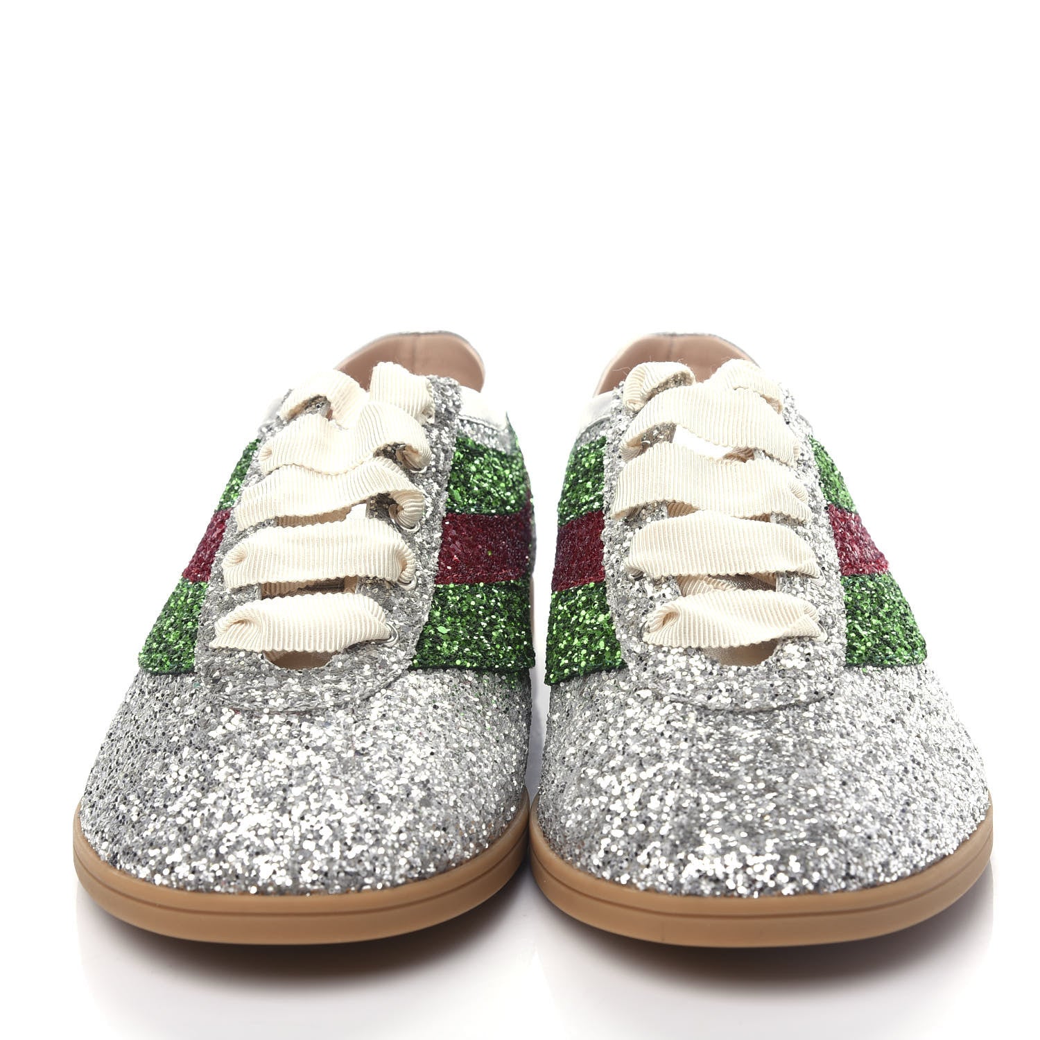 Gucci Glitter Fabric Web Mens Falacer Sneakers 9 Silver 6 of 12