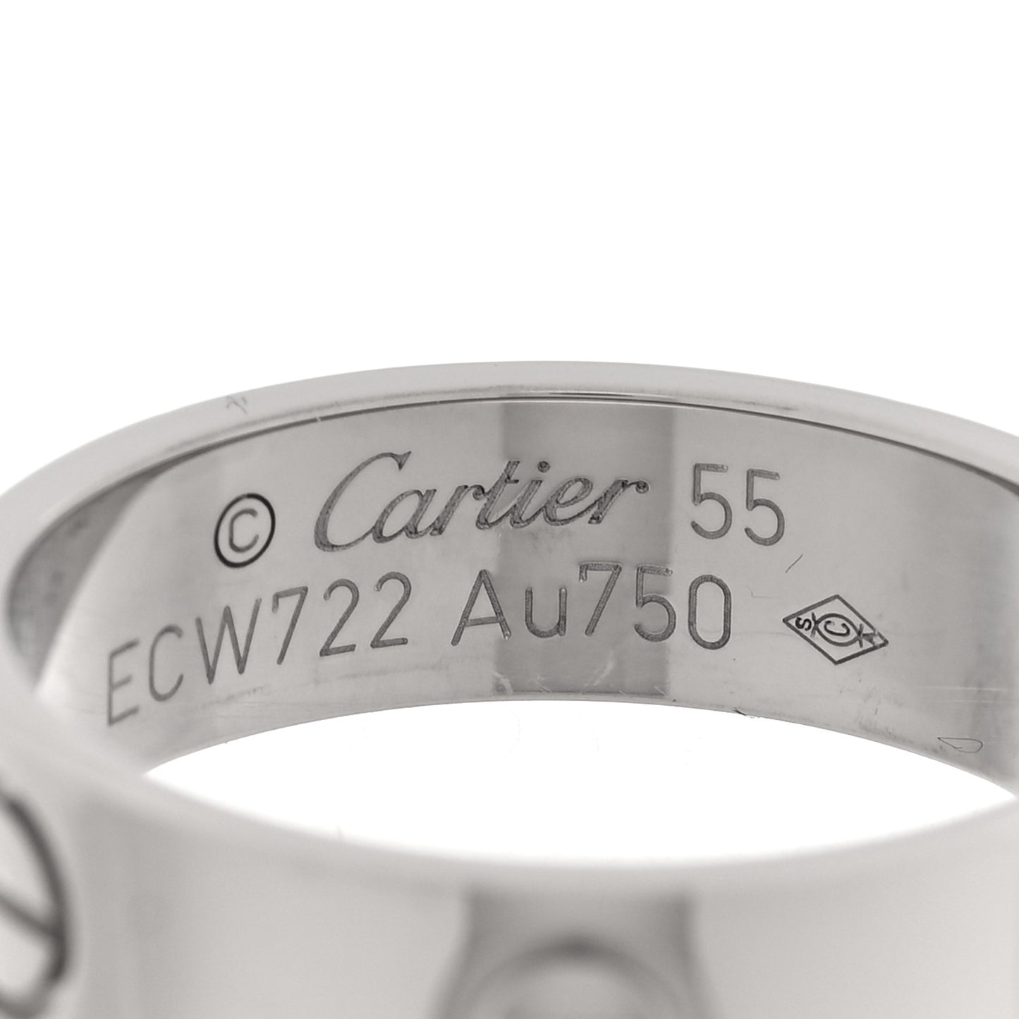 18K White Gold 5.5mm LOVE Ring 55 7.25