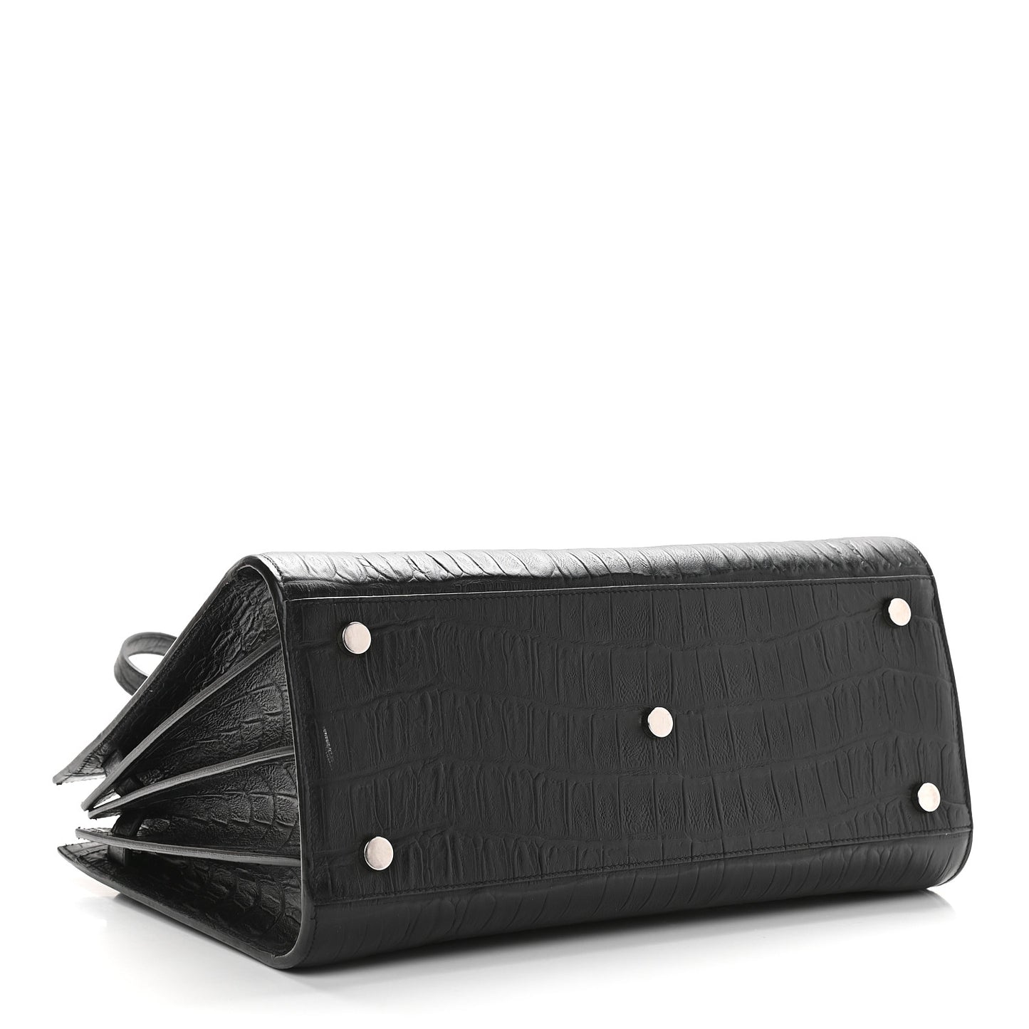 Calfskin Crocodile Embossed Small Sac de Jour Black