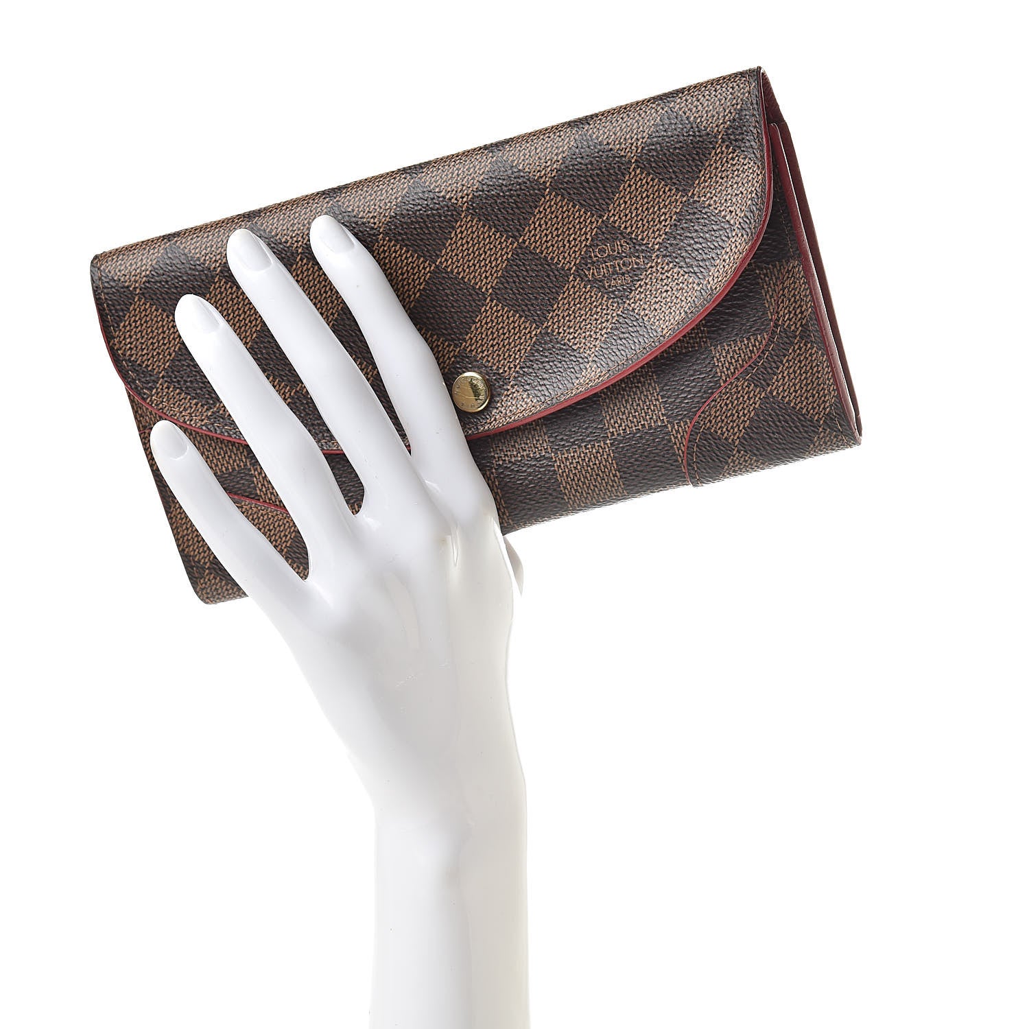 Louis Vuitton Damier Ebene Caissa Wallet Cherry 2 of 12