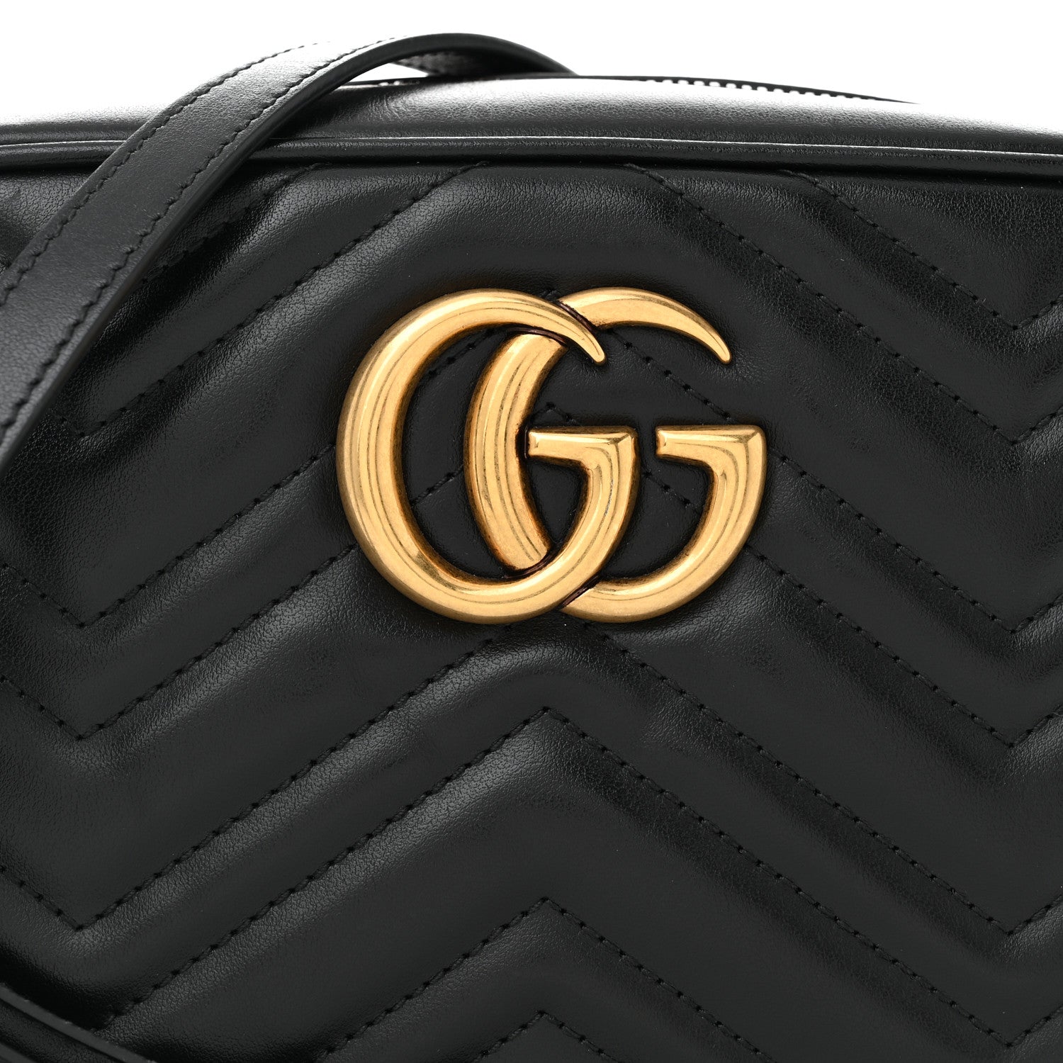 Gucci Calfskin Matelasse Small GG Marmont Chain Shoulder Bag Black 8 of 10
