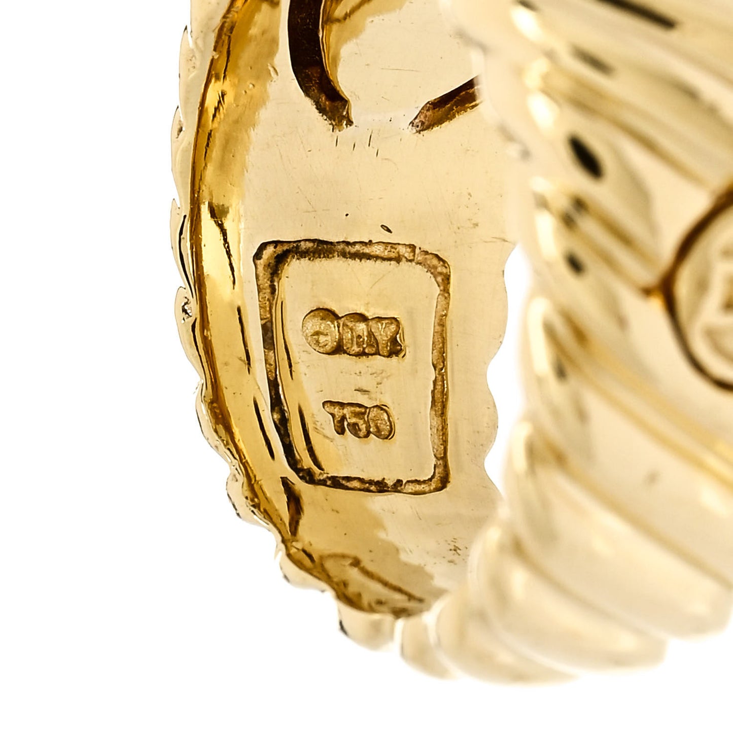 18K Yellow Gold Cable Cigar Band Ring 51 5.75