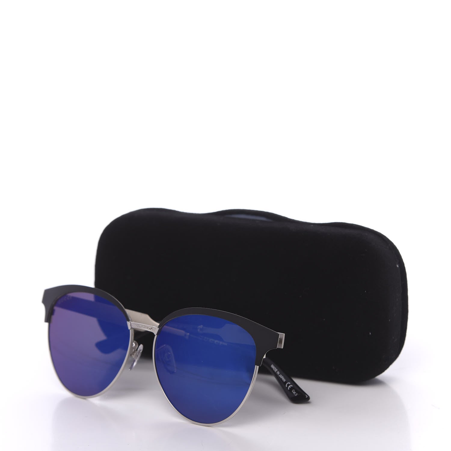 Gucci Round Metal GG0074SK Sunglasses Black Silver 8 of 8