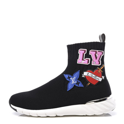Louis Vuitton Stretch Fabric LV Black Heart Sock Sneaker 37 Black 1 of 10