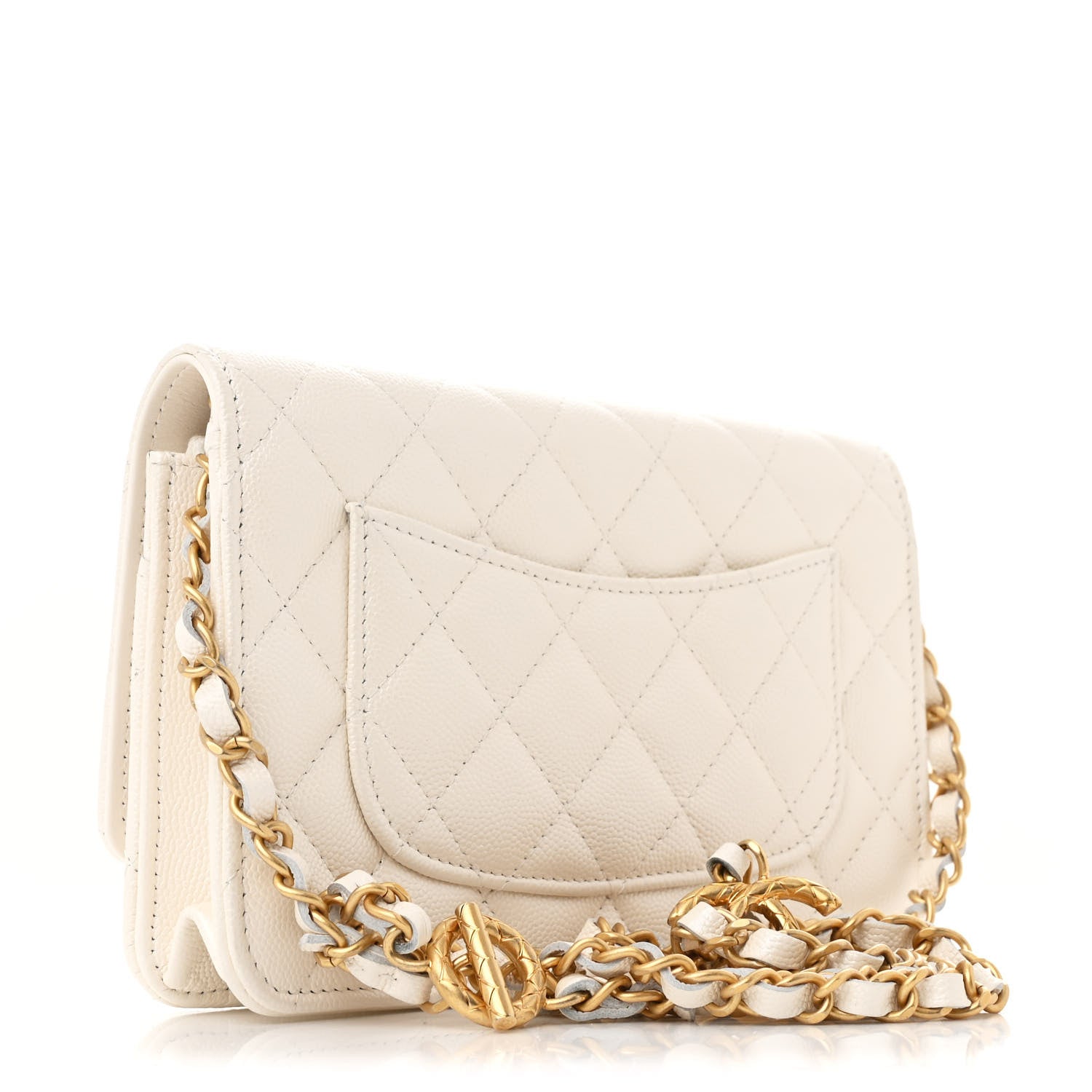 Chanel Pearly Caviar Quilted Fit For You Wallet on Chain WOC White 3 of 11
