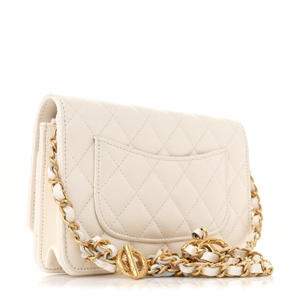 Chanel Pearly Caviar Quilted Fit For You Wallet on Chain WOC White 3 of 11